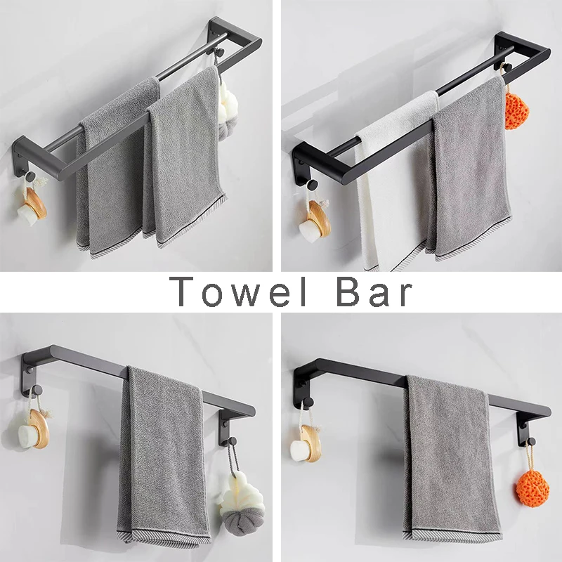 Вешалка для полотенец Настенная алюминиевый держатель черного и серого цвета в
