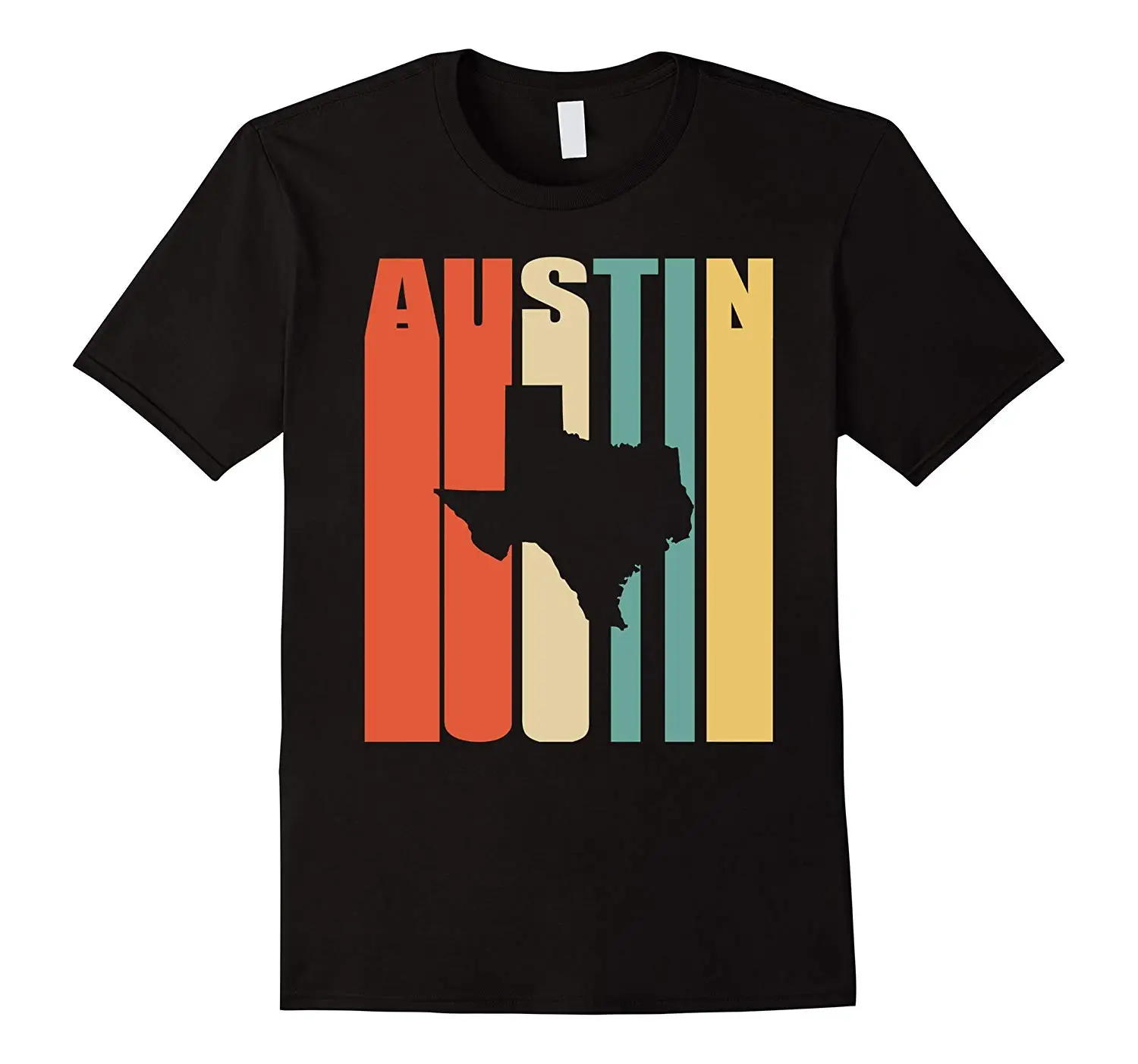 

Retro 70s Vintage Style Austin Texas Silhouette Printed Mens T-Shirt. Summer Cotton Short Sleeve O-Neck Unisex T Shirt New S-3XL