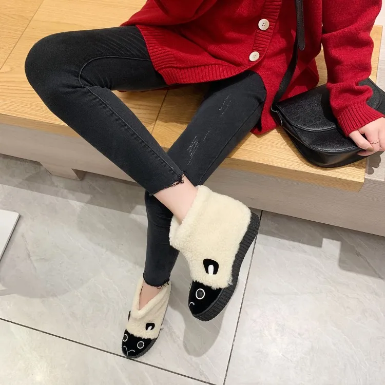 Oversized boots women shoes ankle for ladies woman winter Solid color round head sleeve | Обувь
