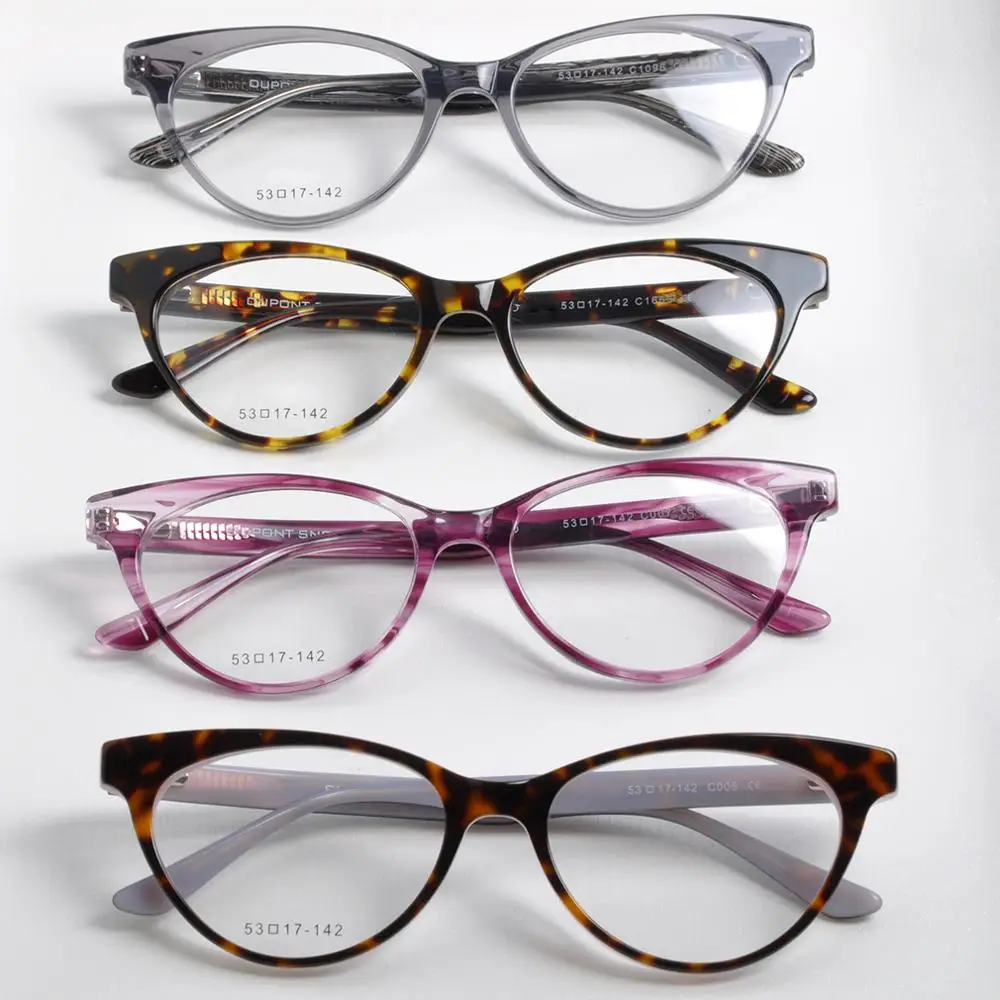 

Women Cat-eye glasses Frame Fashion Acetate Optical Frame w/ Spring Hinge White Tortoise Eyeglasses Tortoise Eyewear 53mm-17mm