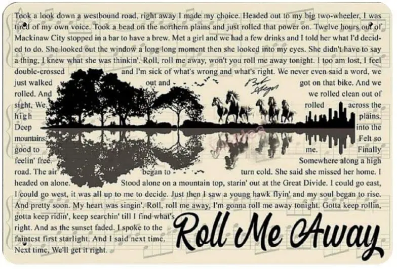 

Roll Me Away Retro Metal Tin Sign Plaque Poster Wall Decor Art Shabby Chic Gift