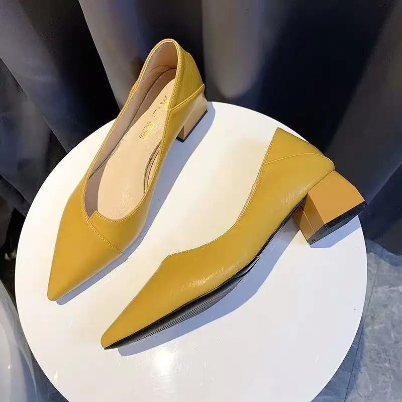 Женская обувь Новинка Сезон весна Женские тонкие туфли с закрытым острым носком