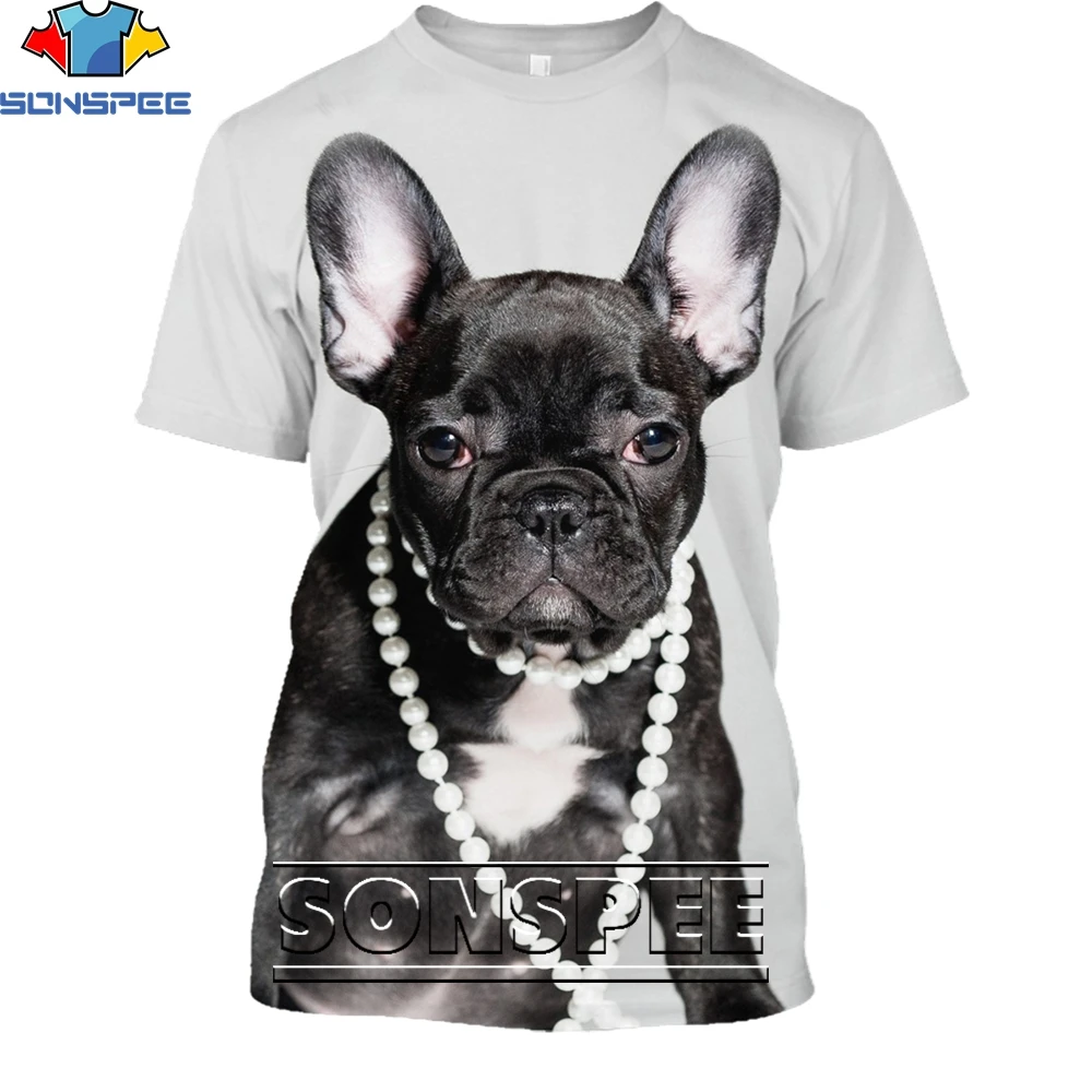

SONSPEE Kawaii Animal Dog Bulldog Funny Shirt 3D Printing Men Women's Summer Cute Harajuku Casual Men Oversized T-shirt Kids Top