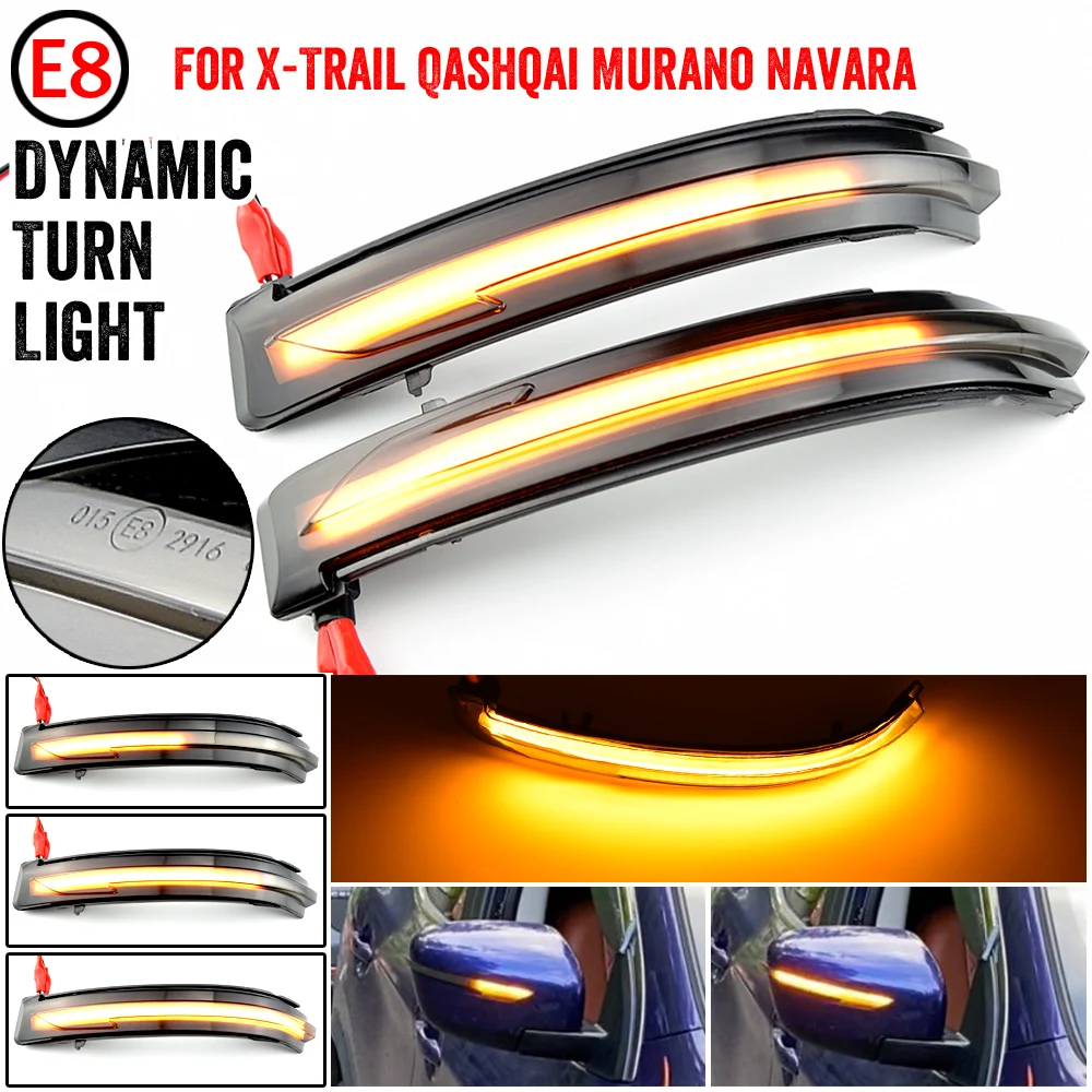 

2pcs For Nissan X-Trail T32 Rogue Qashqai J11 Murano Z52 Navara Pathfinder Terra Car LED Dynamic Turn Signal Mirror Light