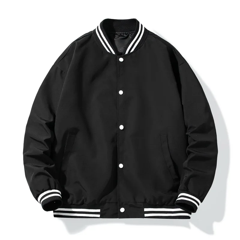 

2021 New Brand Clothing Cotton Single Breasted Rib Sleeve Solid Short Bomber Jacket Men Fashion Thin Stand Baseball Suit