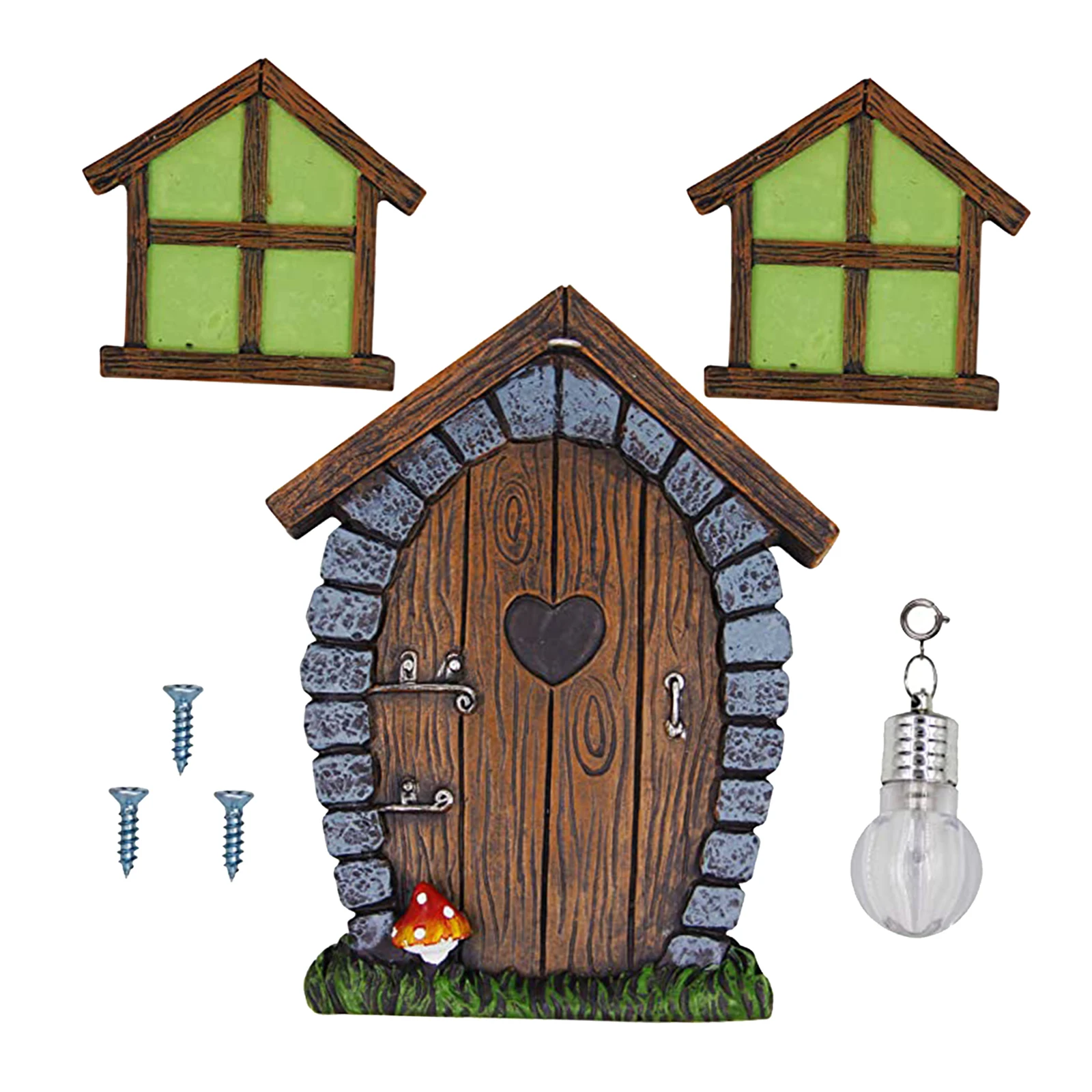 

Fairy Gnome Door and Window Tree Statues Glow in The Dark, Tree Hugger Yard and Garden Decor Fairy Garden Decoration