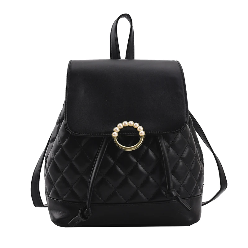 

Simple Solid Color PU Leather Backpacks For Women 2021 Fashion Female Small Chain School Teenagers Girls Backpack