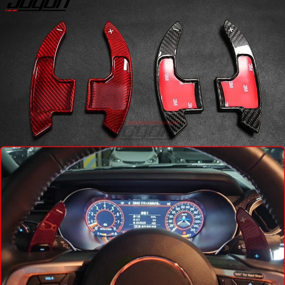 Real Carbon Fiber Car Interior DSG Shift Shifter Paddle Steering Wheel Extension for Ford Mustang GT 2015 2016 2017 2018 2019+