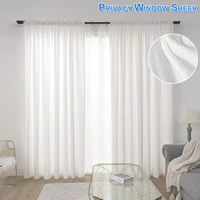 white semi sheer curtains for living room rod pocket window drapes bedroom privacy window screening tulle curtains decoration