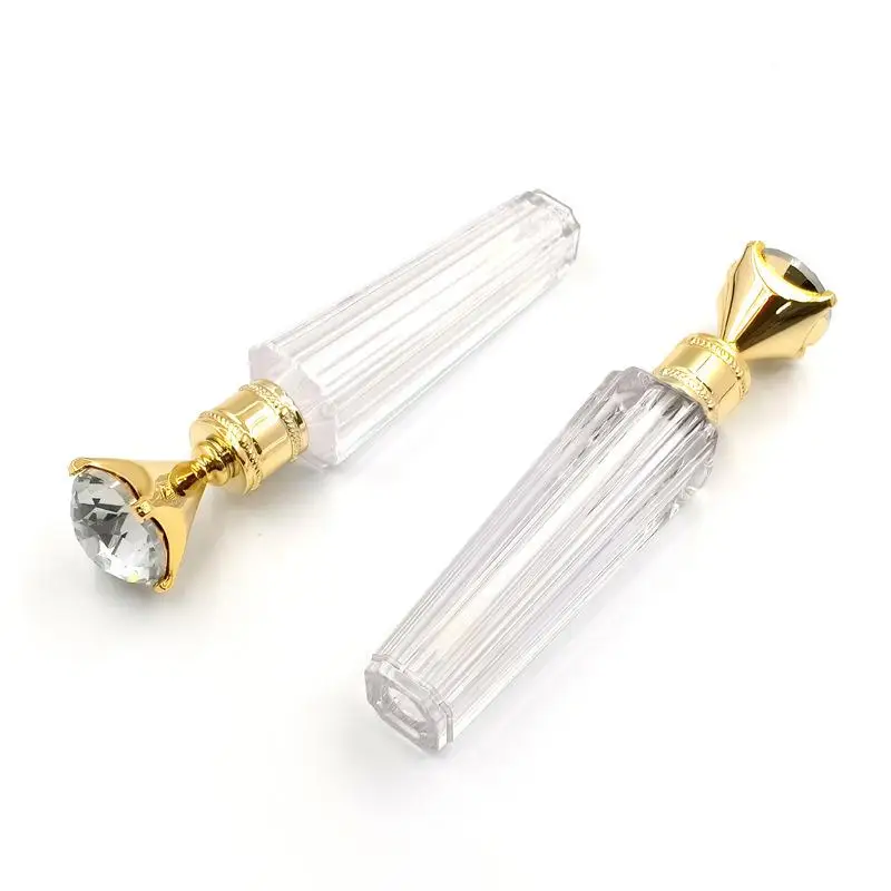 Tubos de brillo de labios de diamante, botella de viaje transparente, tubo de brillo de labios vac&iacute;o, contenedores de embalaje, botella de brillo de labios rellenable #822-2