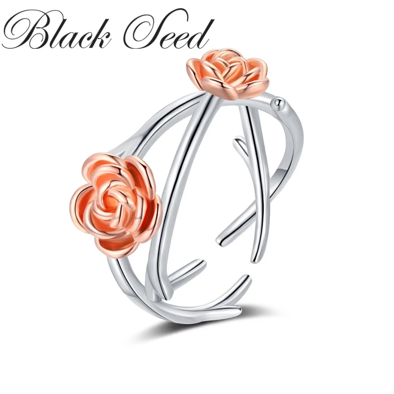 Кольца Черного Семени с розами для женщин, регулируемый размер, модные украшения, подарки на день рождения для девочек RRR009.