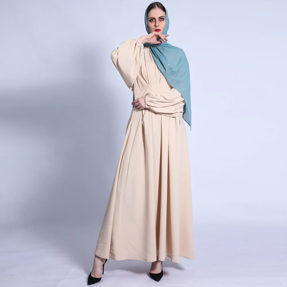 

Ramadan New Waist Arabian Robe Solid Color With Loose Sleeve Women Dubai Open Abaya Bridal Muslim Party Dresses Islamic Clothing