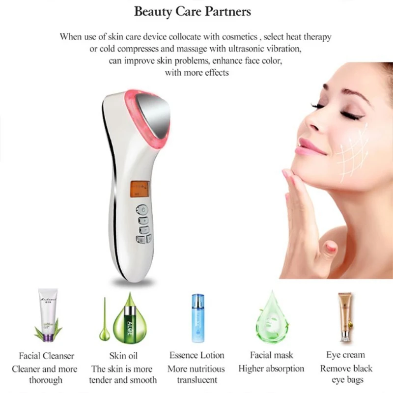 Электрический ультразвуковой массажер для лица криотерапия горячей и холодной