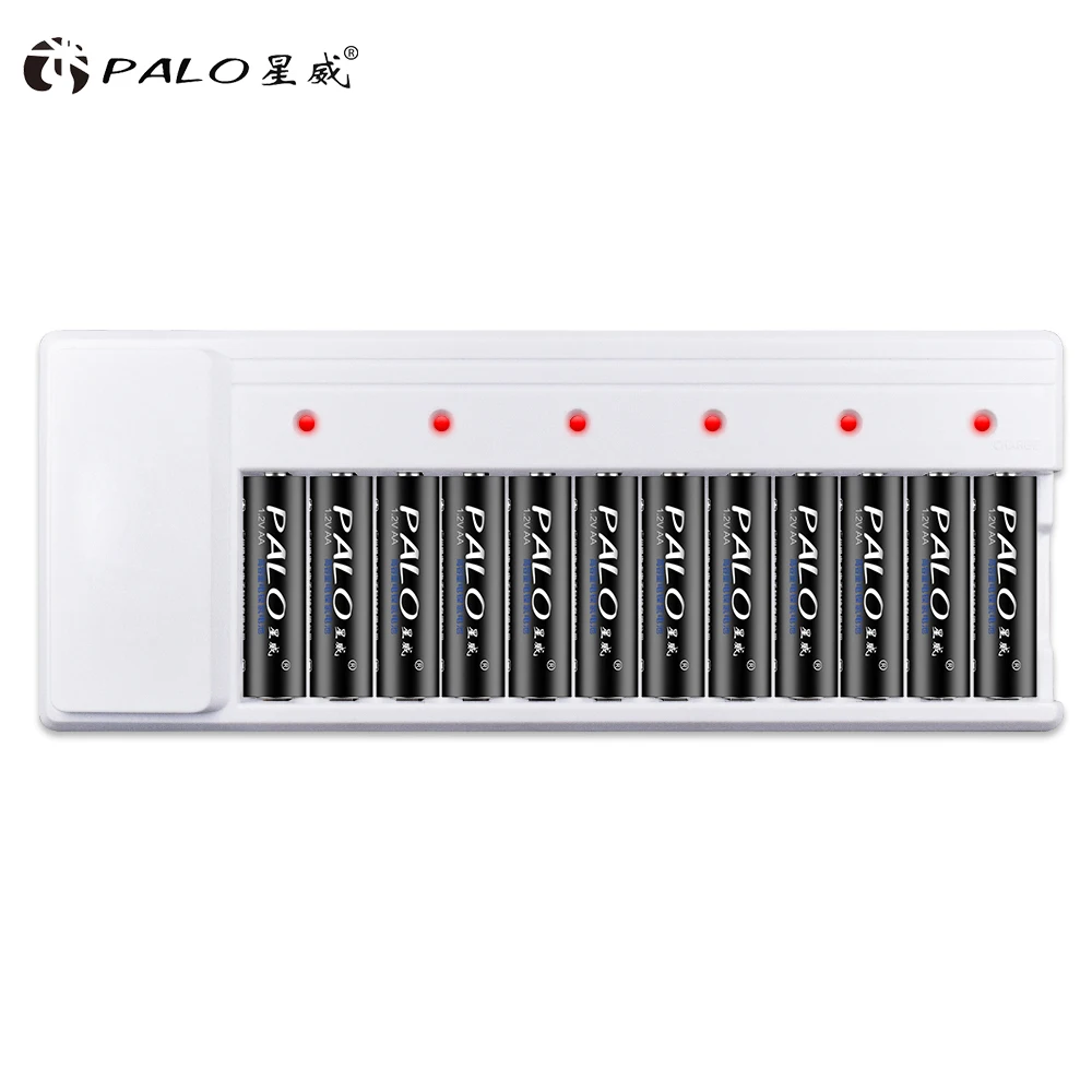 Универсальное зарядное устройство PALO nc17 12 слотов светодиодный дисплей умное