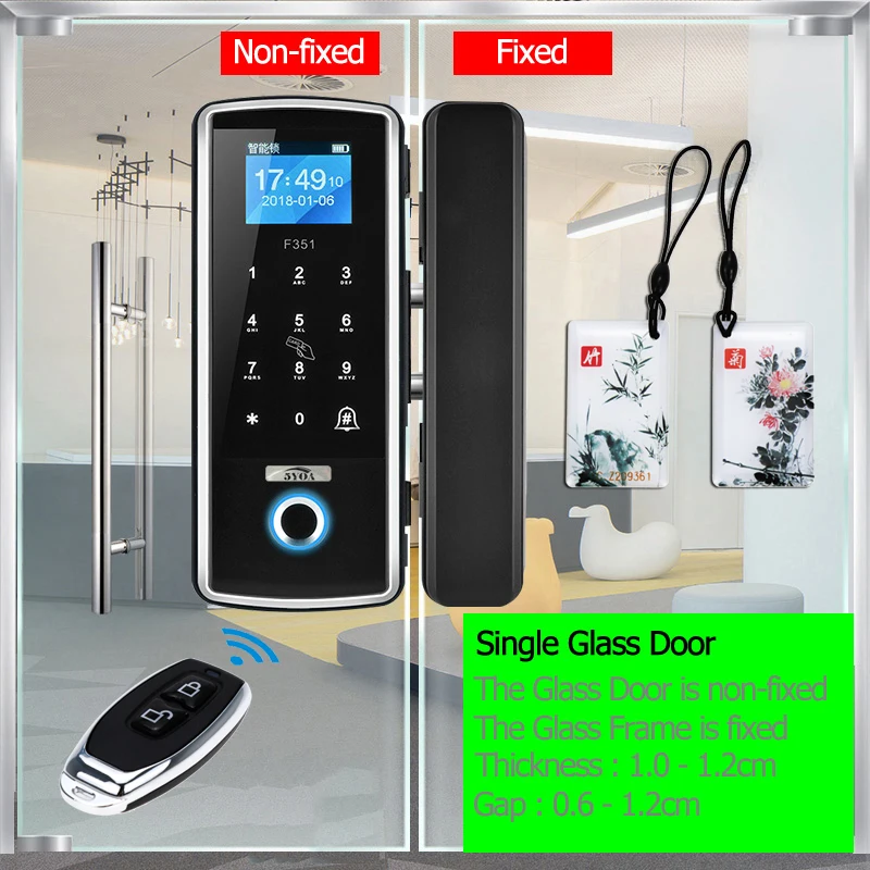 Smart Door Fingerprint Lock Electronic Digital Gate Opener Electric RFID Biometric finger print security Glass Password Card