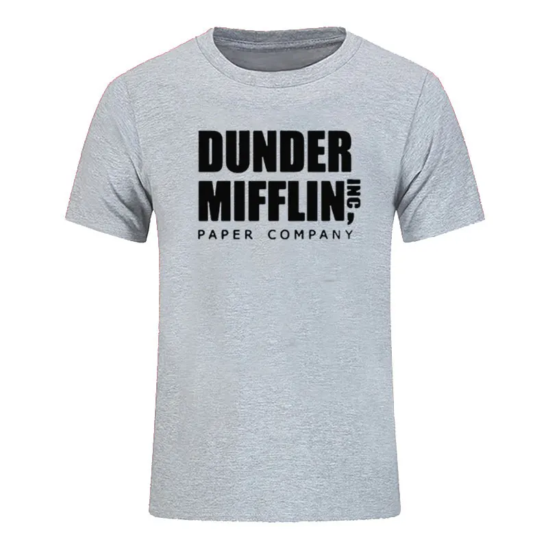 

Summer Men Cotton Short Sleeve The Office TV Show Dunder Mifflin Paper Print T-Shirt O- Neck Top Tees