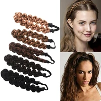 women creative new fashion synthetic braided hair band elastic twist headband pop princess hair accessories
