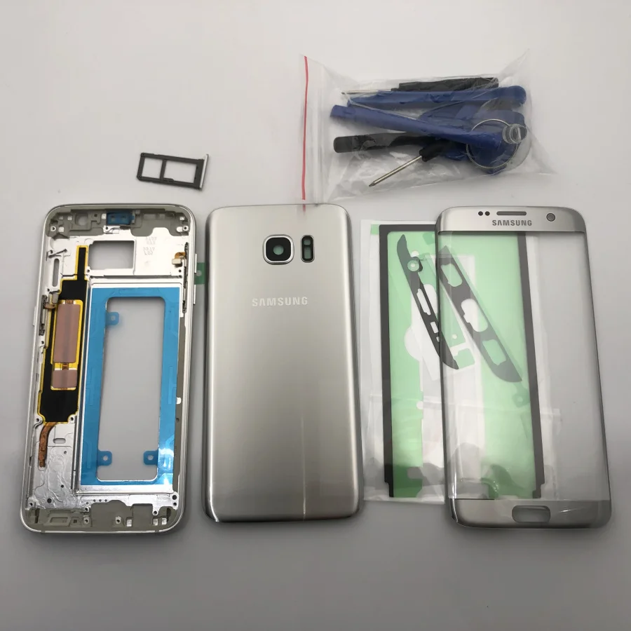 S7 Edge/S7 средняя рамка Задняя крышка батареи для Samsung Galaxy G930F G935F Полный Корпус с
