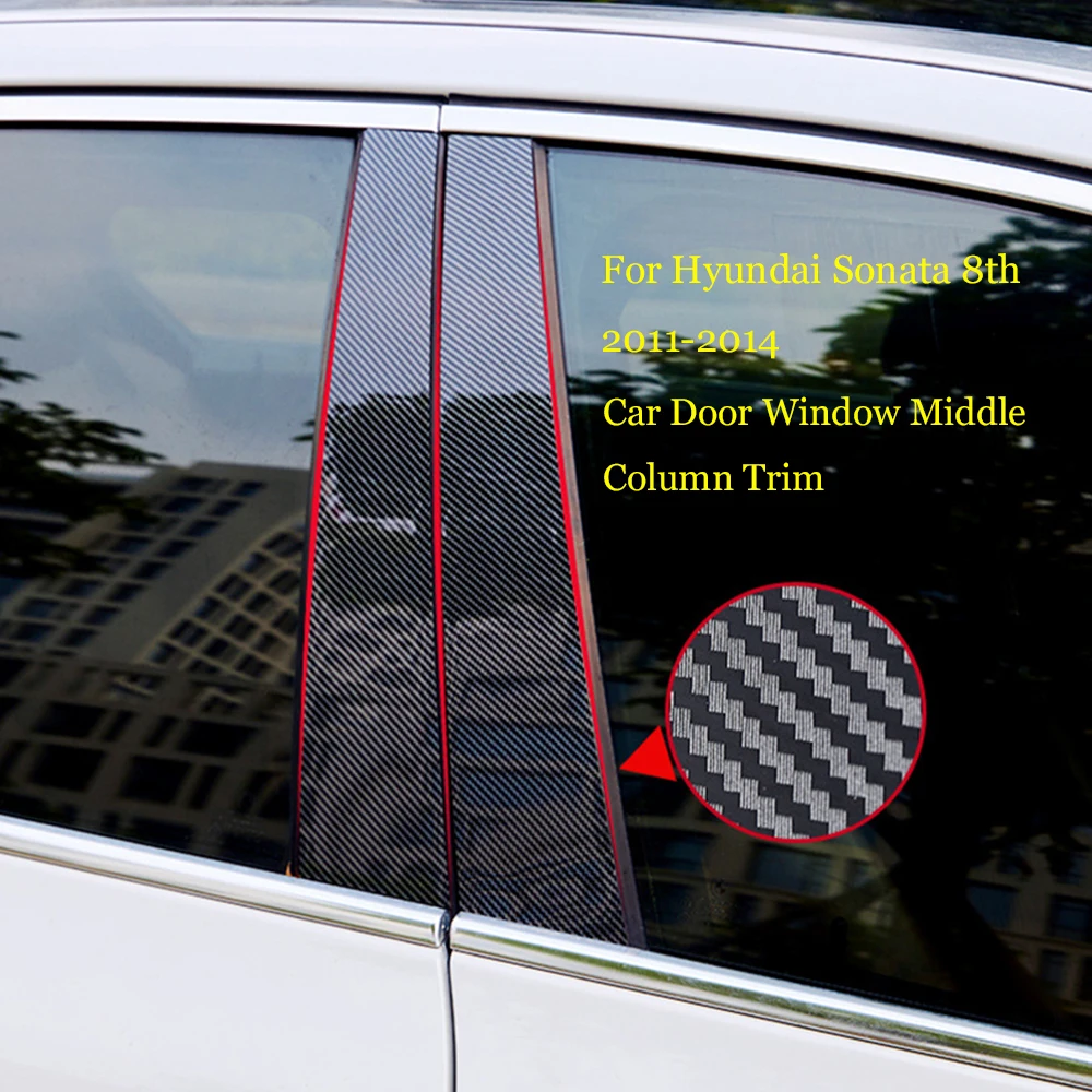 

Car Middle Column PC Window Trims Decoration B C Pillar Strip Protection Sticker for Hyundai Sonata 8th 2011-2014 Accessories