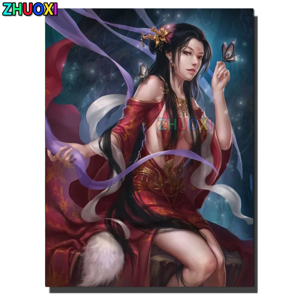 

Classical anime beauty butterfly 5D DIY Diamond Embroidery Full Square Round Diamond Painting Rhinestone Picture Mosaic Decor