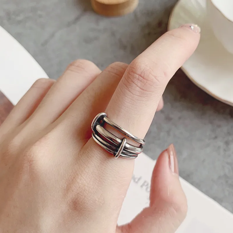 Kindey Exaggerated Silver Color Layer Chains Rings For Women Engagement Jewelry Girls Open Finger | Украшения и аксессуары