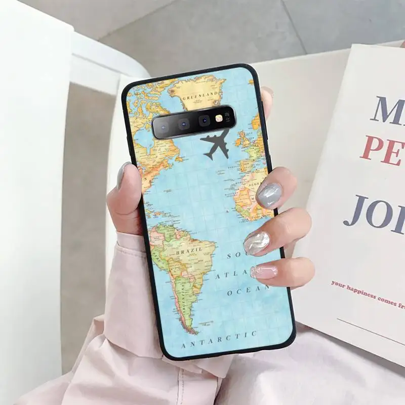

World Map Travel Phone Cases For Samsung S6 S7 edge S8 S9 S10 e plus A10 A50 A70 note8 J7 2017