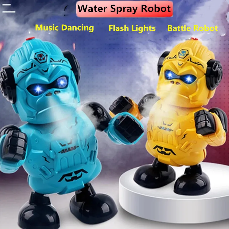 

Electric Dancing Music Rotation Robot Spray Water Robot Toy Fog Flash Light Dazzling Three-button Switch Kids Boy Cute Toy Gift