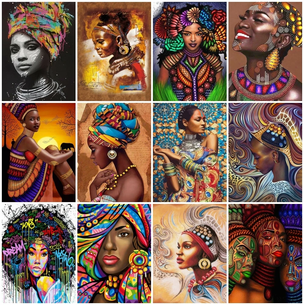 

AZQSD Diy Coloring Picture By Numbers Africa Girl Unique Gift For Children Painting By Numbers Portrait Zero Foundation Wall Art