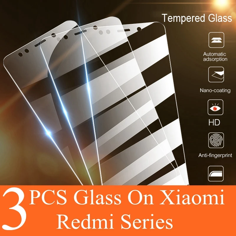 Закаленное стекло 3 шт. для Xiaomi Redmi Note 9 6 8 Pro 7 8A 7A 9s 8t 10Pro Защитная пленка экрана xiomi