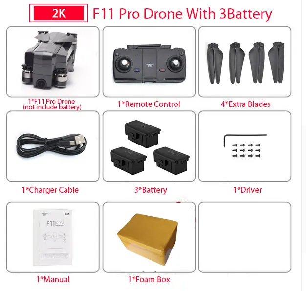 F11 Pro 3B Foam Box SJRC F11 PRO gps Дрон с Wifi FPV 1080 P/2 K HD камера F11 бесщеточный Квадрокоптер 25 минут время полета складной Дрон Vs SG906 - Цвет: F11 Pro 3B Foam Box