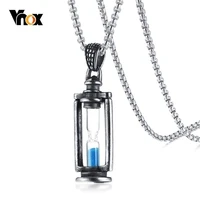 vnox memory hourglass mens necklace vintage stainless steel pendants promise love keepsake gifts