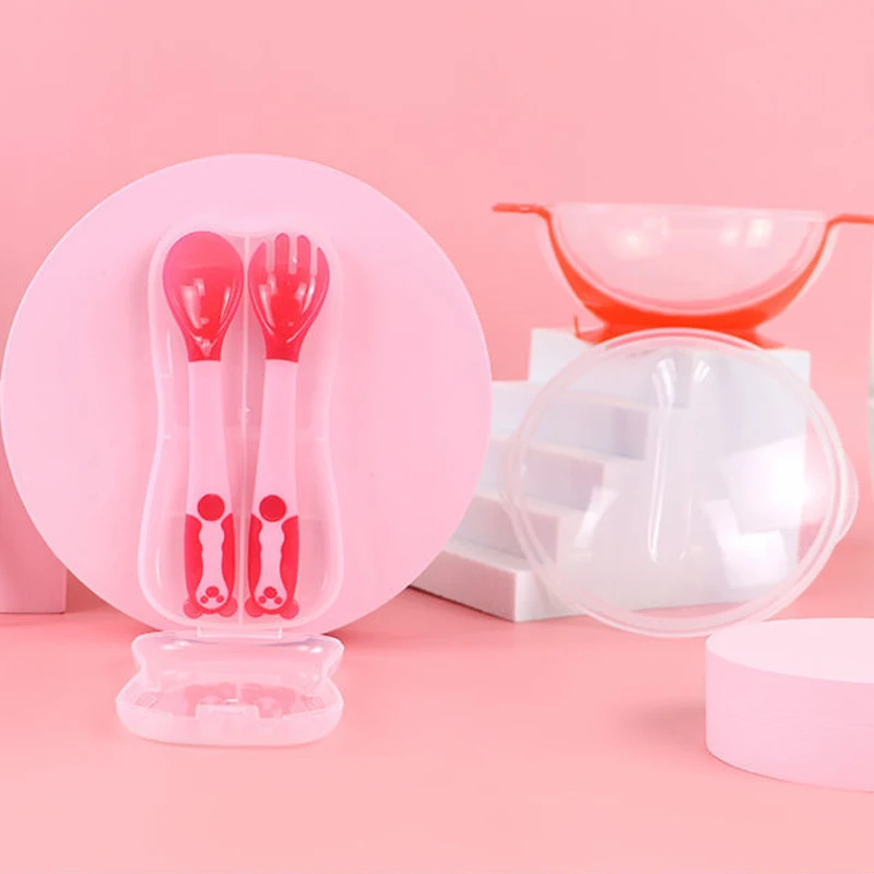 

Ложка для детского питания, безопасная Мягкая силиконовая ложка-вилка для малышей, набор для смены температуры, детская Витая Ложка, детска...