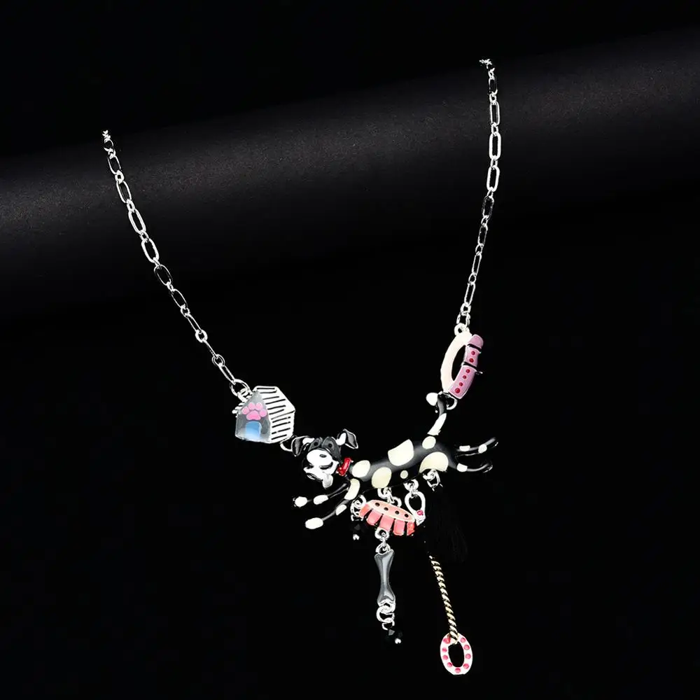 Colorful Enamel Spotted Dog Necklace Women New Fashion Choker Chain Necklaces Pendants for Gift Women's Clothing &amp Accessories |