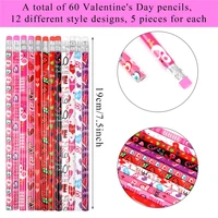 60 pcs valentines pencil assortment heart pencils sketch pencil wooden lead pencils writing stationery