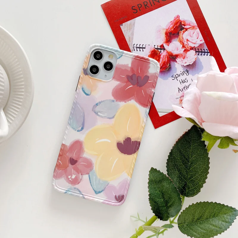 Чехол для телефона с рисунком цветов iPhone 11 pro Xs Max Xr 8 7 Plus роскошный мягкий