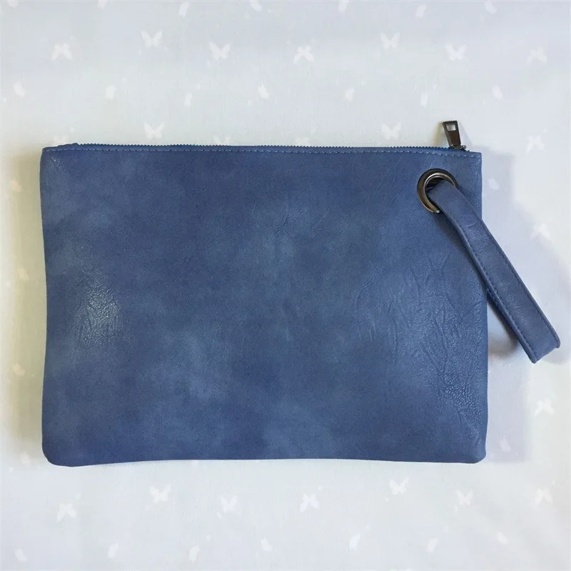 Blue Модный однотонный женский клатч, кожаная женская сумка-конверт, клатч, вечерняя сумочка, женские клатчи, сумочка - Цвет: Blue
