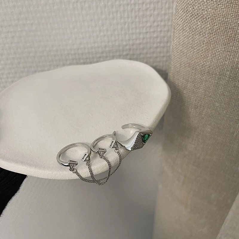 

New Trend Simple Creative Personality INS Fashion Square Diamond Chain Women's Ring Jewelry Accessories Wholesale