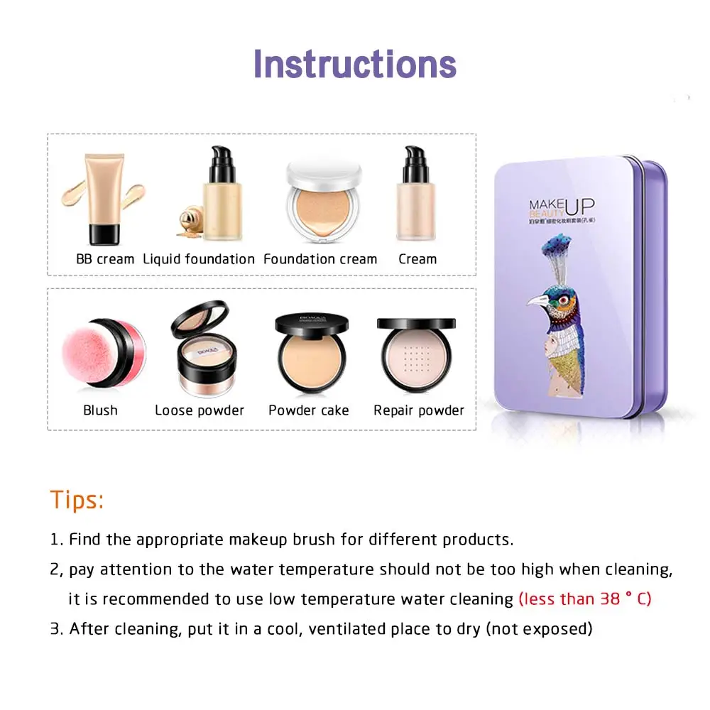 Новинка 7 шт. брендовые кисти для макияжа лица кисть румян пудры основы