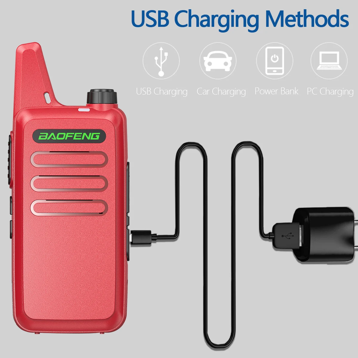 Baofeng BF-T20 Mini Walkie Talkie UHF 400-470MHz For BF-C9 BF-888S KD-C1 Two Way Radio VOX USB Charging Handheld Transceiver