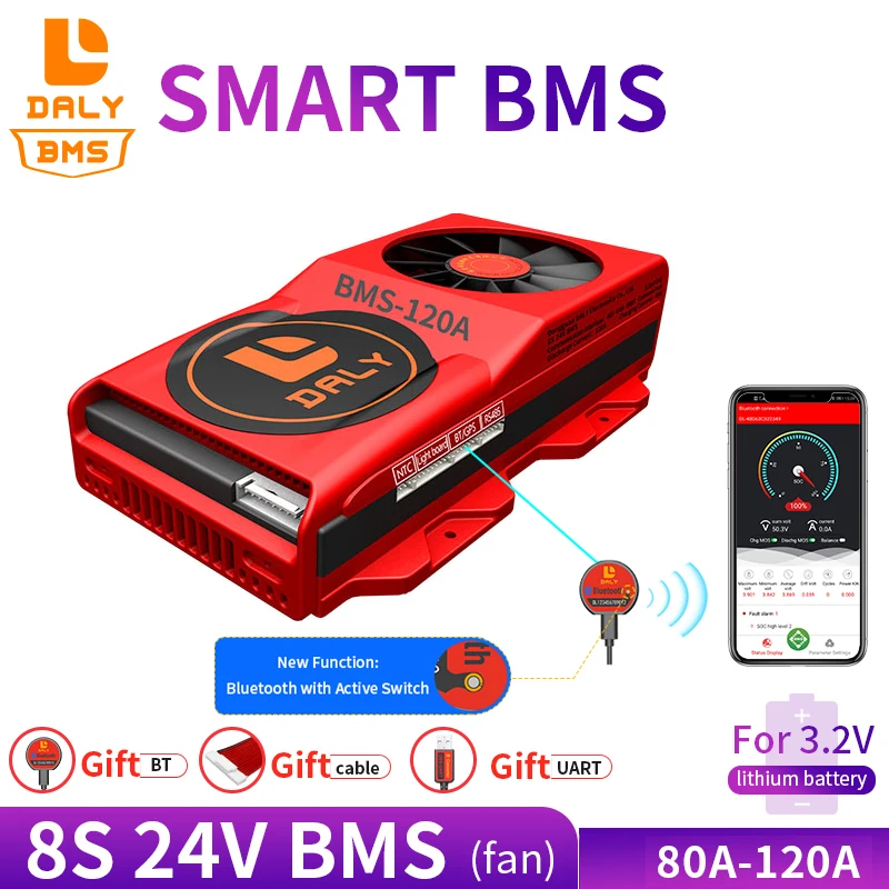 

Умный аккумулятор BMS 8S, 24 В, 80 А, 100 А, 18650 А, Bluetooth 485-USB, NTC UART, с программным обеспечением togther Lion, LiFepo4, BMS, с вентилятором,