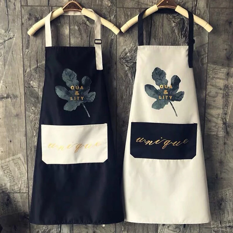 

1 piece waterproof bib apron woman adult home cooking roasting coffee shop cleaning belt pocket apron kitchen accessories