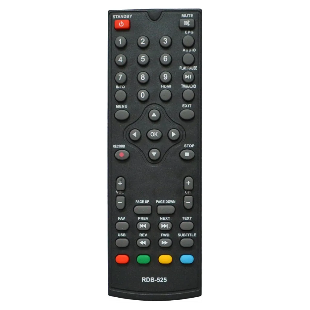 Пульт ДУ RDB-525 для DVB-T2 ресивера Perfeo/Rolsen RDB-517B/RDB-524B/RDB-526/RDB-527/RDB-528A/RDB-529/RDB-530 PF-T2-2/PF-120/168 |