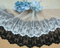 1 yard rose butterfly tulle lace trim beigeoff whiteblack embroidered tulle lace for wedding supplies bridal veils costume
