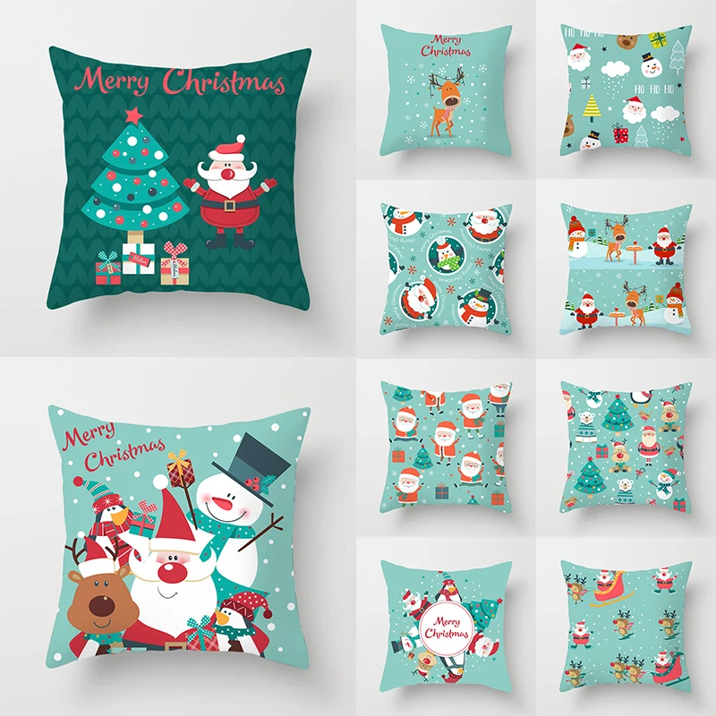 

Christmas Cartoon Throw Pillow Case Square Classic Casual Comfortable Waist Throw Cushion Cover Pillowslip Cute Home Supplies
