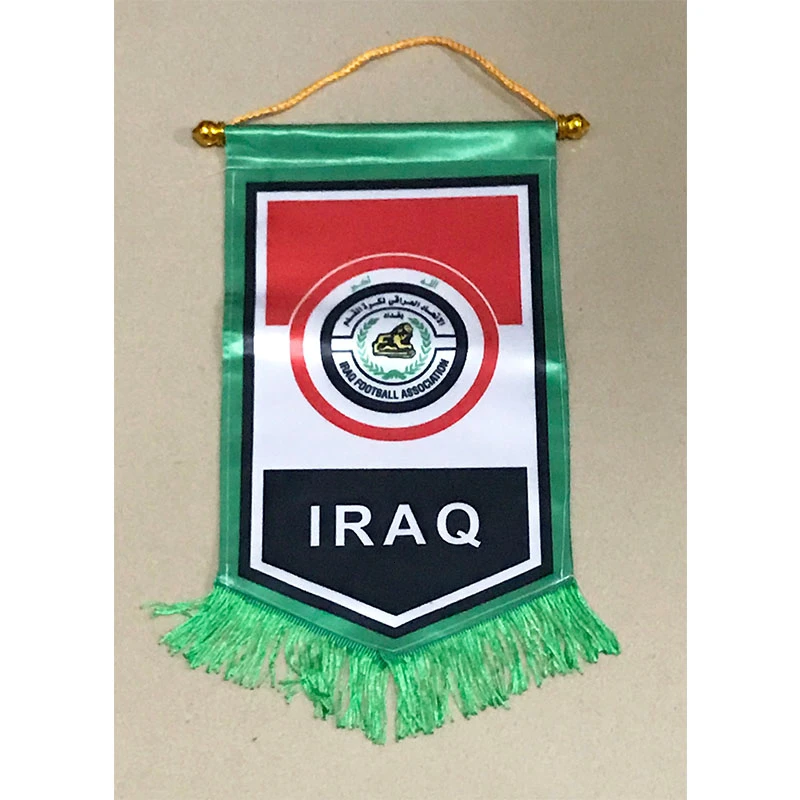 

Iraq National Football Team 36cm*23cm Size Double Sides Christmas decorations Hanging Flag Banner Gifts