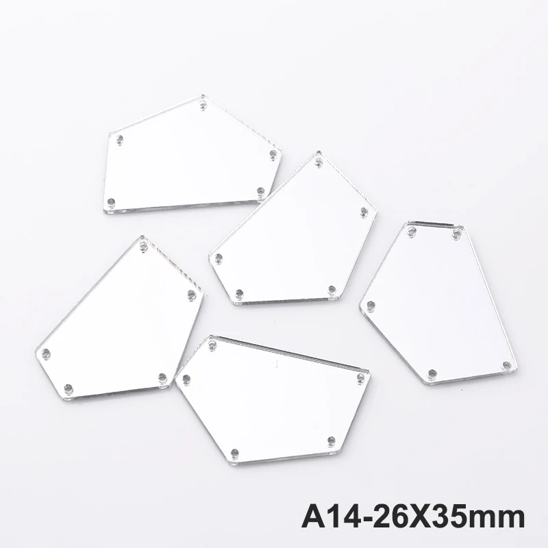 A14-26X35mm RESEN формы смешивания Пластиковые акриловые зеркальные пришитые Стразы с отверстиями с плоской задней стороной кристалл акриловый камень для пришивания для сценического костюма - Цвет: A14-26X35mm