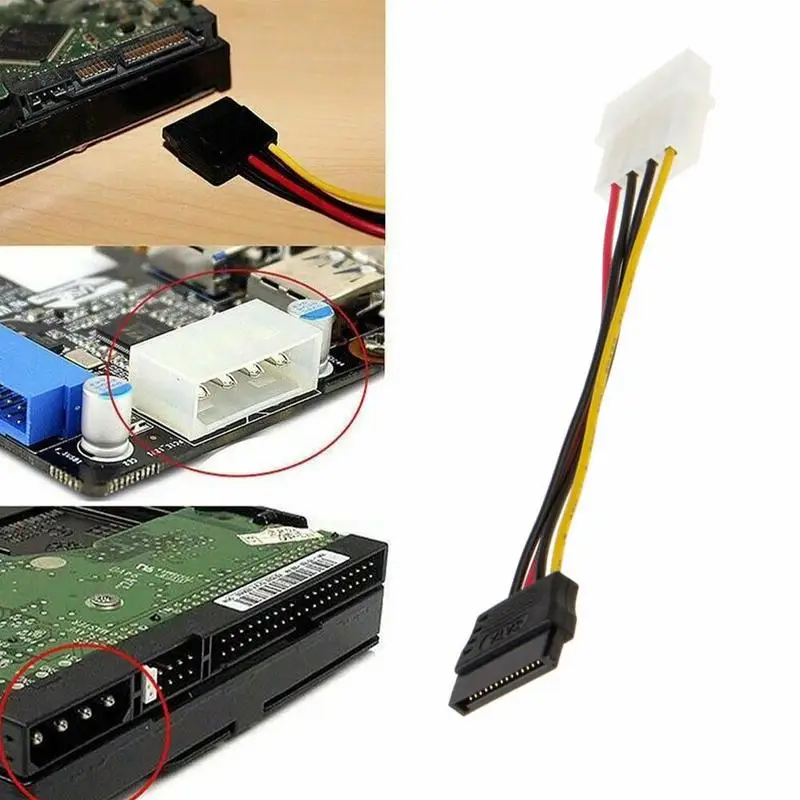 

High Quality Male Female 4-pin Power Drive Adapter Cable to Molex IDE SATA 15-pin Connector