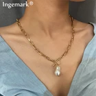 Ожерелье-чокер женское, с бусинами, в стиле Kpop, жемчужная подвеска в стиле барокко