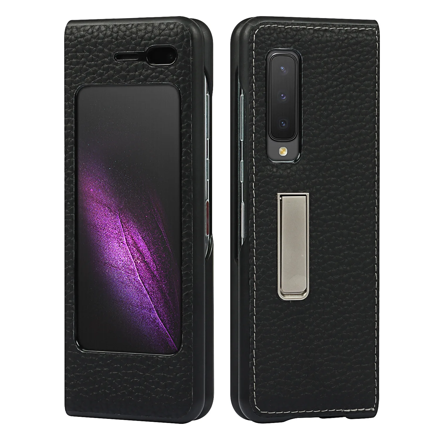 

Genuine Leather Material Bracket Kickstand Case 2021.8 New Products Case For Samsung Galaxy Z Fold Case