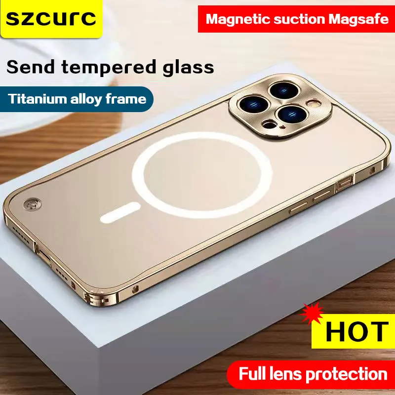 new magsafe high end luxury titanium alloy frame button lock for iphone 13 pro max iphone 12 mini phone case protection cover free global shipping